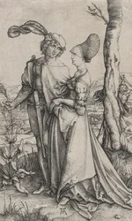 Passeio ou Casal Jovem Ameaçado pela Morte, c.1498 (gravura sobre papel avergoado)